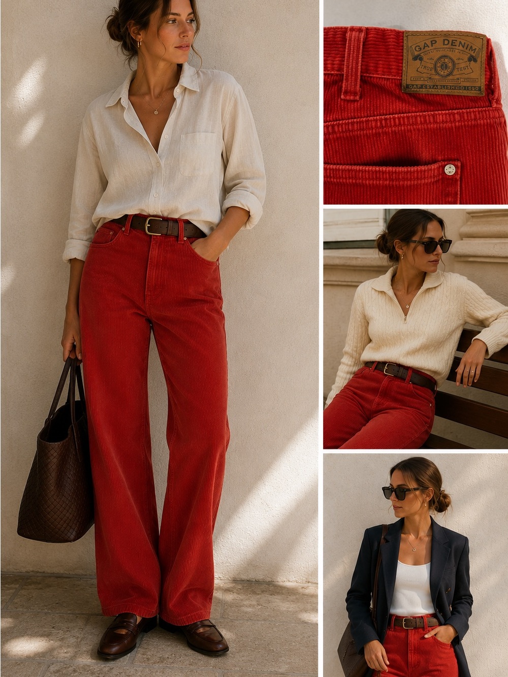 Vintage GAP Red Corduroy Pants NWOT 90’s High rise Straight Leg Cotton 33x32